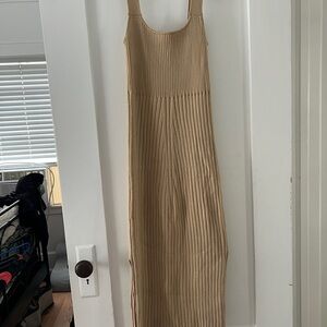 Sweater Tan Ribbed Knit Dress